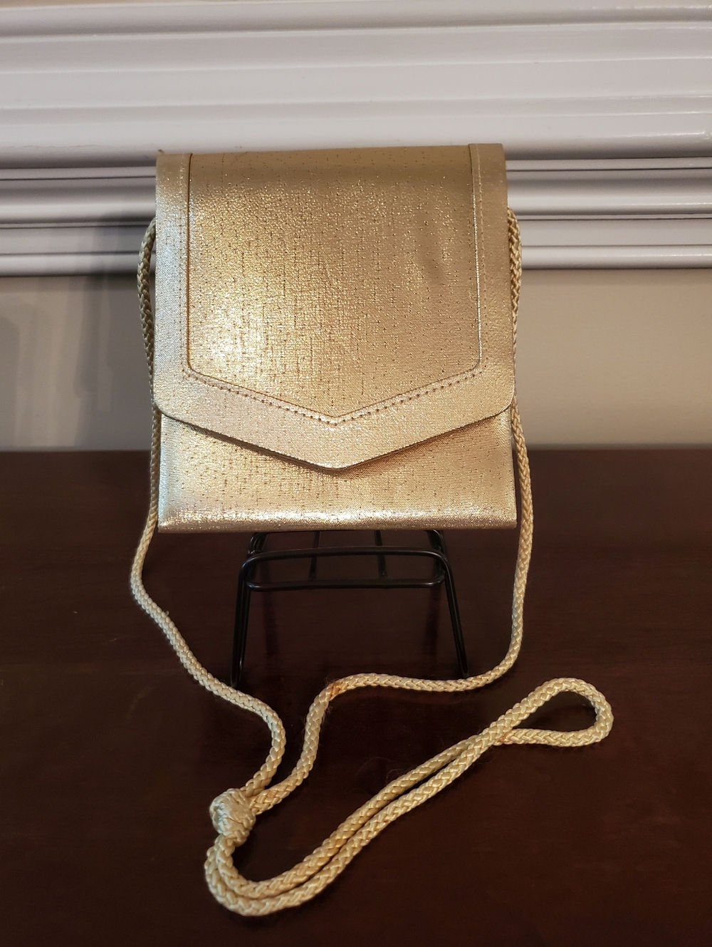 Vintage Bechamel Gold Lamé Crossbody Cocktail Purse Mini Bag